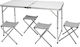 Campus Aluminum Foldable Picnic Table in Case 120x60x70cm White 5pcs