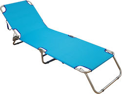 Summer Club Foldable Aluminum Beach Sunbed Light Blue with Pillow 187x56x27cm