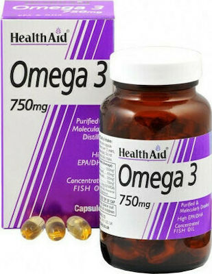 Health Aid Omega 3 Ulei de pește Potrivit pentru copii 750mg 60 softgels