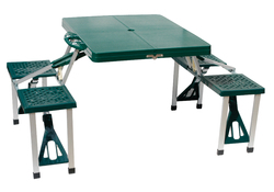 Campus Aluminum Foldable Picnic Table in Case Green