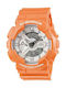 Casio Watch Chronograph Battery with Orange Rubber Strap