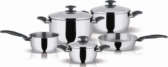 Pyramis Gourmet Σετ Κατσαρόλες από Ανοξείδωτο Ατσάλι Ασημί 5τμχ