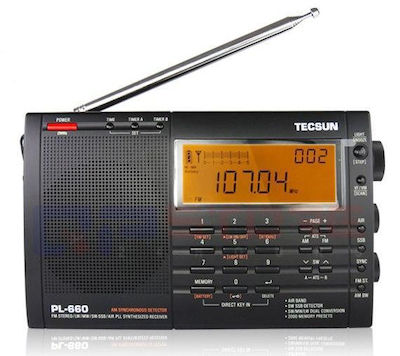 Tecsun PL-660 Radio portabil Cu alimentare la rețea / baterie cu USB Negru