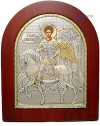 Silver Icon Saint Demetrios (Gold Decoration)