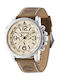 Timberland Battery Chronograph Watch with Leather Strap Brown