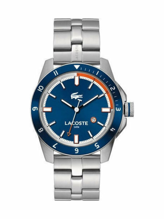 Lacoste Durban Ανδρικό Ρολόι 45mm Μπαταρίας με Ασημί Μεταλλικό Μπρασελέ
