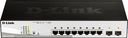 D-Link DGS-1210-08P Managed L2 PoE Switch with 8 Gigabit (1Gbps) Ethernet Ports and 2 SFP Ports