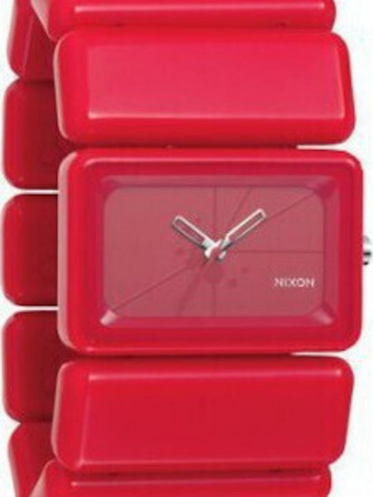 Nixon Women's Watch with Red Rubber Strap