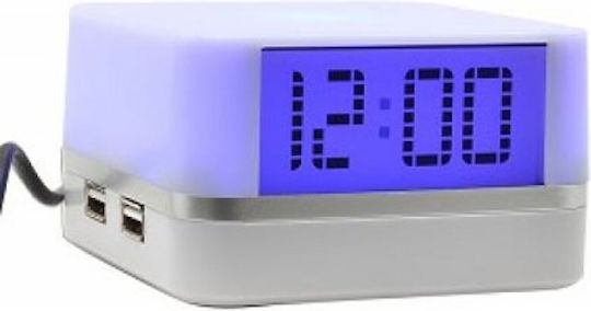 Gowireless Clock USB 2.0 4 Port Hub with USB-A Connection Silver