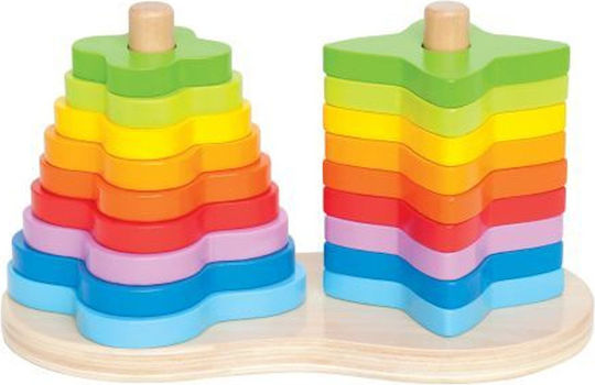 Hape Jucărie de Sortare a Formelor Double Rainbow Stacker din Lemn pentru 12++ Luni