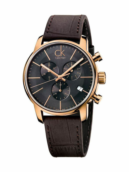 Calvin Klein Men's Watch 43mm Chronograph Battery with Brown Leather Strap