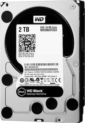 Western Digital Black 2TB HDD Festplatte 3.5" SATA III 7200Umdrehungen pro Minute mit 64MB Cache für Schreibtisch