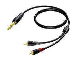 Procab CLA719/2 Kabel 6,3mm Stecker - 2x RCA-Stecker 2m Schwarz (CLA719/2)