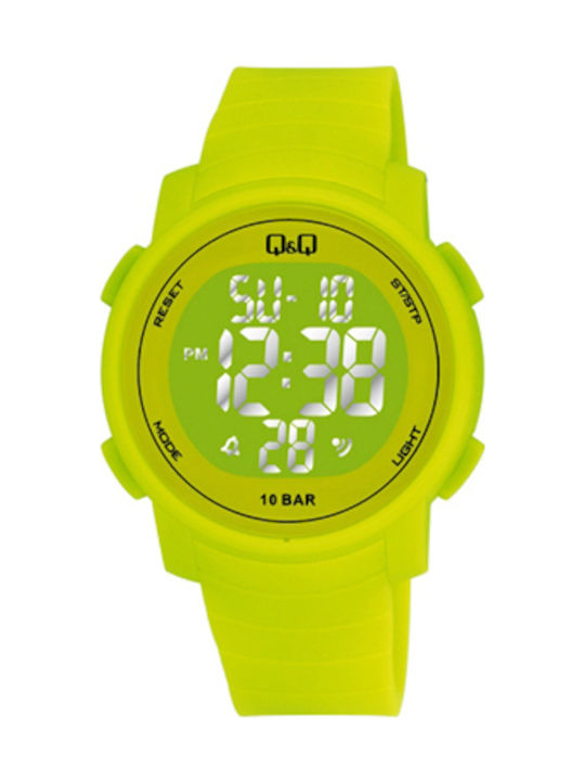 Q&Q Watch with Yellow Rubber Strap M122J005Y