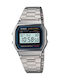 Casio Vintage Iconic Digital Watch Battery with Silver Metal Bracelet