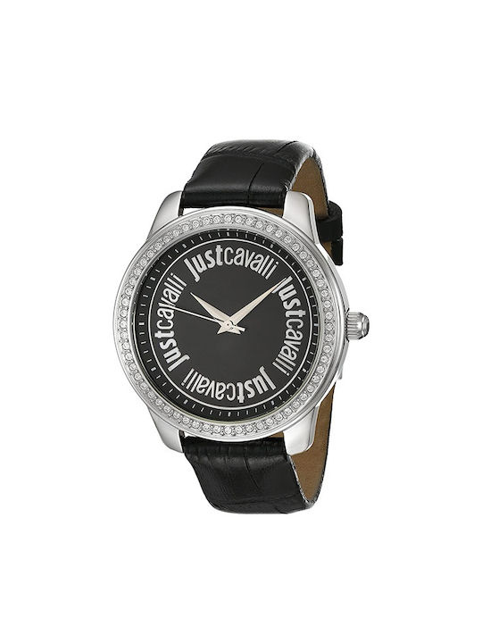 Just Cavalli Watch with Black Leather Strap