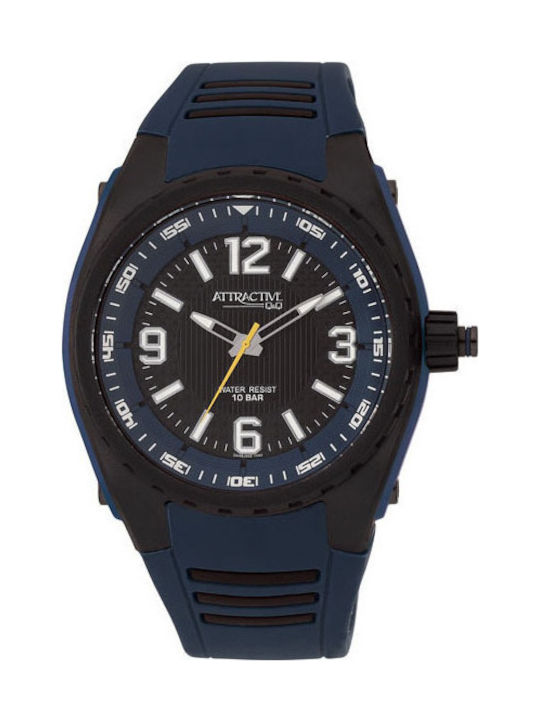 Q&Q Ανδρικό Ρολόι 52mm Μπαταρίας με Μπλε Καουτσ...