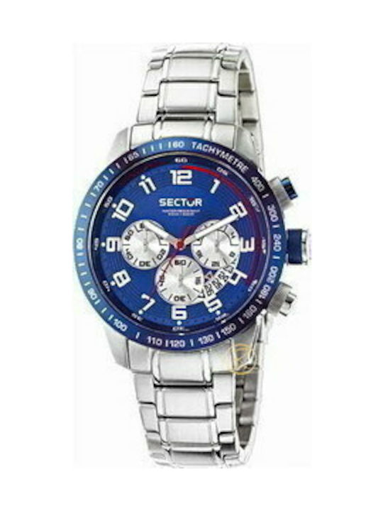 Sector Battery Chronograph Watch with Metal Bracelet Silver