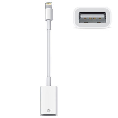 Apple MD821 Μετατροπέας Lightning male σε USB-A female Λευκό
