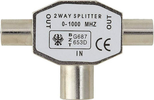 Belkin F3Y067BF Μετατροπέας Coaxial male σε Coaxial 2x female Ασημί 1τμχ