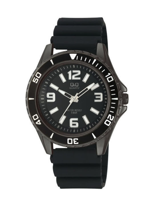 Q&Q Watch Battery with Black Rubber Strap Q732J505