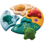 Plan Toys Jucărie de Sortat Forme Πάζλ με Ζώα της Θάλασσας din Lemn pentru 12++ Luni