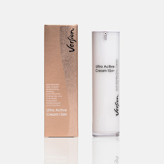 Version Ultra Active Κρέμα Προσώπου Ημέρας με SPF15 για Ενυδάτωση & Αντιγήρανση με Υαλουρονικό Οξύ & Πεπτίδια 50ml