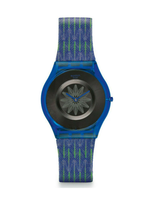 Swatch Uhr mit Blau Lederarmband