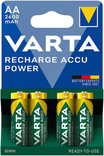 Varta Recharge Accu Power Baterii Reîncărcabile AA Ni-MH 2600mAh 1.2V 4buc