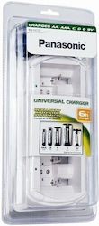 Panasonic BQ-CC15 Charger 4 Batteries Ni-Cd/Ni-MH Size AA/AAA/9V/D in White color