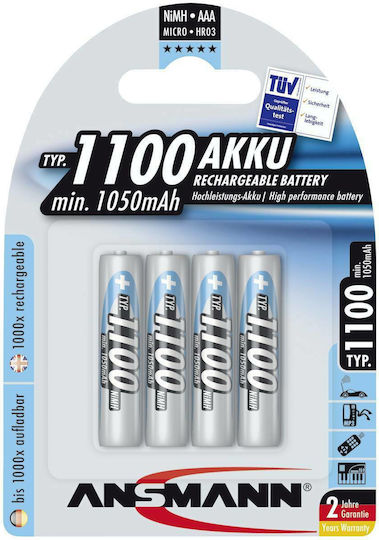 Ansmann Επαναφορτιζόμενες Μπαταρίες AAA Ni-MH 1100mAh 1.2V 4τμχ
