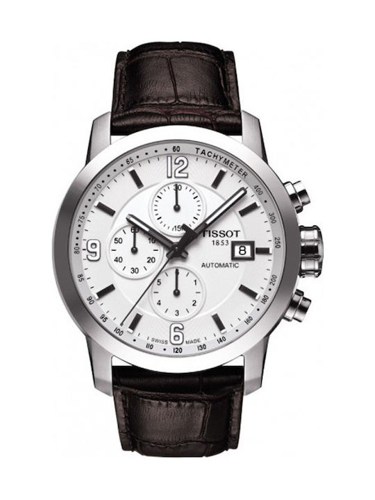 Tissot Uhr Chronograph Automatisch mit Braun Lederarmband