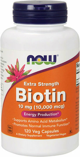 Now Foods Biotin Βιταμίνη για τα Μαλλιά, τo Δέρμα & τα Νύχια 10mg 120 φυτικές κάψουλες
