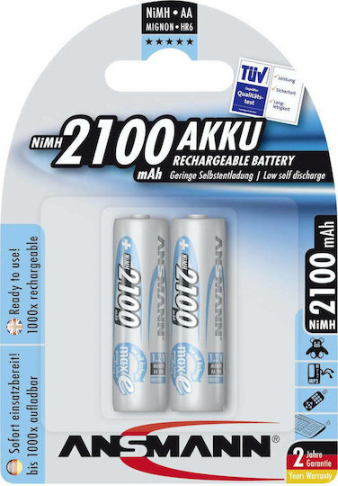 Ansmann Wiederaufladbare Batterien AA Ni-MH 2100mAh 1.2V 2Stück