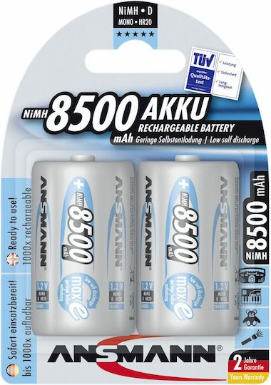 Ansmann Επαναφορτιζόμενες Μπαταρίες D Ni-MH 8500mAh 1.2V 2τμχ