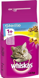 Whiskas Sterile 1+ Dry Food for Adult Neutered Cats with Chicken 14kg