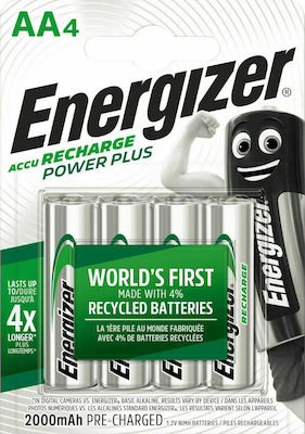 Energizer Power Plus Επαναφορτιζόμενες Μπαταρίες AA Ni-MH 2000mAh 1.2V 4τμχ
