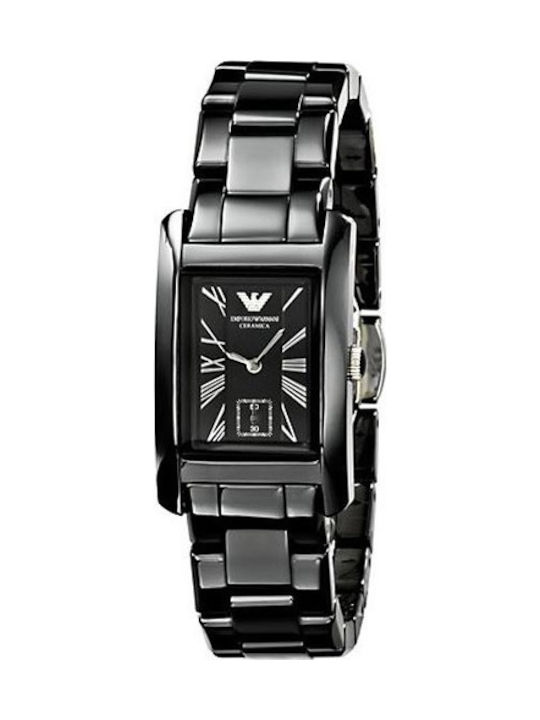 Emporio Armani Uhr Batterie mit Schwarz Metallarmband AR1407