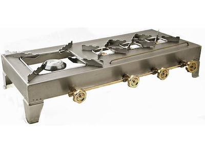 Calfer Gas ΚΑI-031 Liquid Gas Countertop with 4 Burners Inox