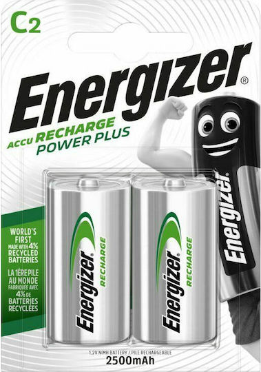 Energizer Power Plus Επαναφορτιζόμενες Μπαταρίες C Ni-MH 2500mAh 1.2V 2τμχ
