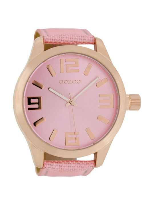 Oozoo Xxl Timepieces Rose Gold Pink Fabric Strap