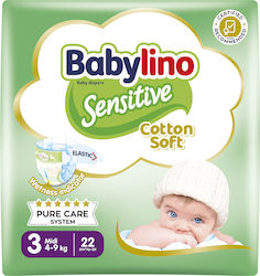 Babylino Tape Diapers Sensitive Cotton Soft Sensitive No. 3 for 4-9 kgkg 22pcs