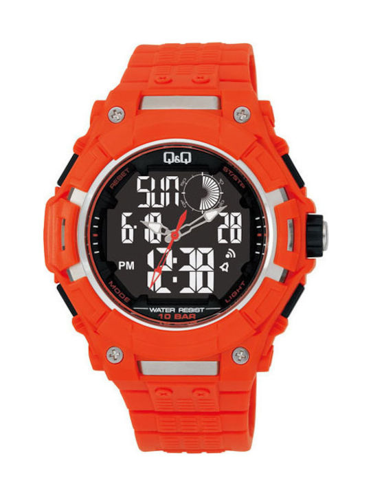 Q&Q Digital Uhr Batterie mit Orange Kautschukarmband GW80J006Y