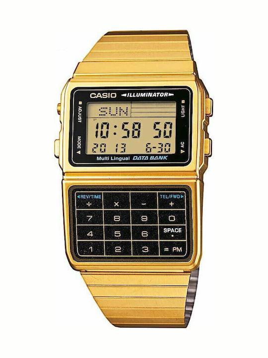 Casio Ceas Digital pentru Bărbați 33mm cu Baterie și Brățară Din Metal Aurie