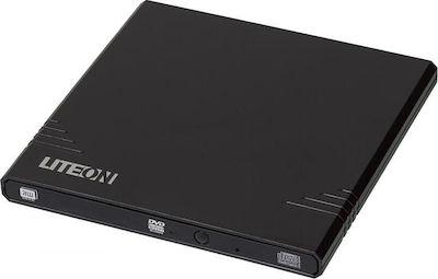 LiteOn eBAU108 Externer Optisches Laufwerk Aufnahme/Wiedergabe DVD/CD für Laptop / Schreibtisch Schwarz