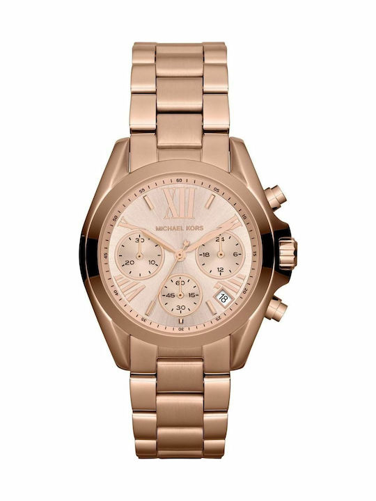 Michael Kors Bradshaw Γυναικείο Ρολόι 36mm Χρονογράφος Μπαταρίας με Ροζ Χρυσό Μεταλλικό Μπρασελέ