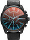 Diesel Mega Chief Herrenuhr 51mm Chronograph Batterie mit Schwarz Lederarmband