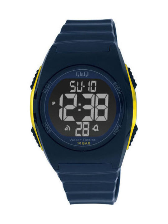 Q&Q Digital Watch Battery with Blue Rubber Stra...