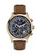 Guess Uhr Chronograph Batterie mit Braun Lederarmband