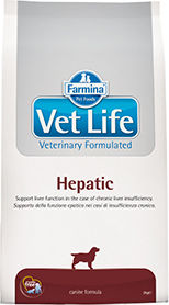 Farmina Vet Life Hepatic 2kg Trockenfutter für erwachsene Hunde mit Mais, Reis und Fisch